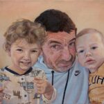 Deda i unuci Umetnicka slika Portret Po narudzbini 35x45cm 2023 Ulje na platnu umetnik Darko TOPALSKI