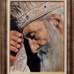 Patrijarh Pavle portret po narudzbini Umetnicka slika 40x30cm sa ramom 51x41cm Ulje na platnu 2024. umetnik Darko TOPALSKI