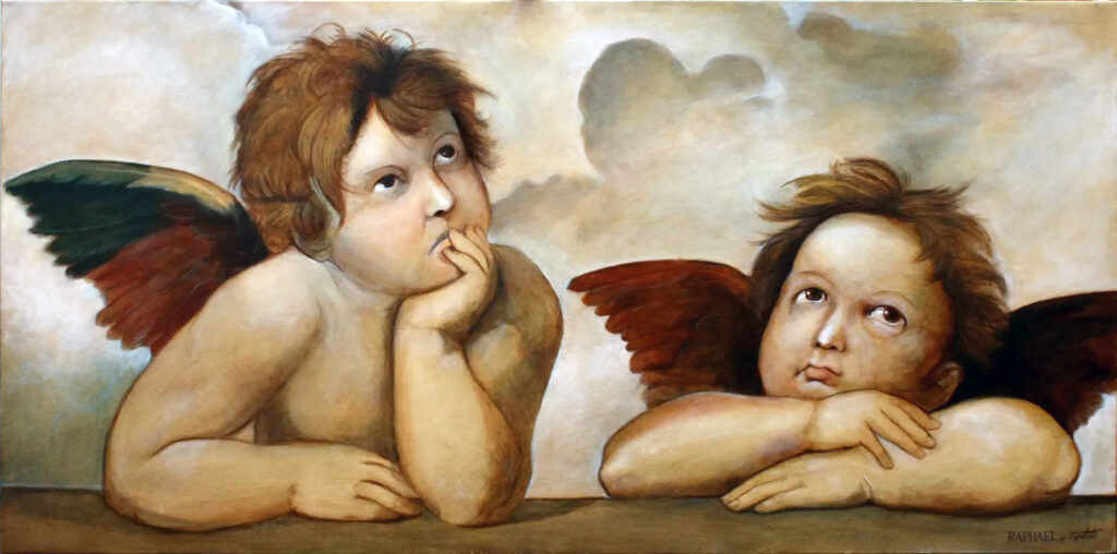 Umetnička slika - Rafaelovi Andjeli – 100x50cm, Ulje na platnu, umetnik Darko TOPALSKI